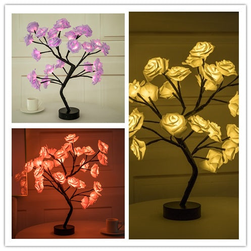 Enchanting Rose Tree Lamp ✨ USB/Battery LED Light for Bedroom, Living Room, or Desk Decor