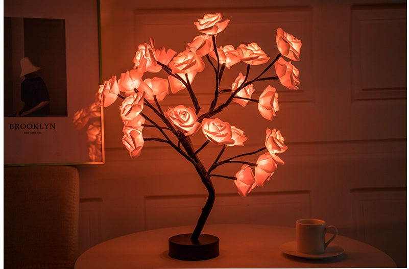 Enchanting Rose Tree Lamp ✨ USB/Battery LED Light for Bedroom, Living Room, or Desk Decor