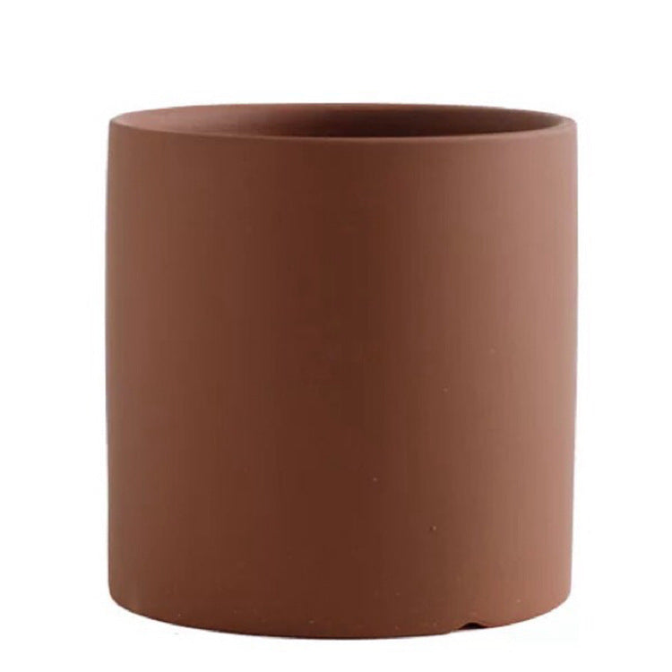 Modern Nordic Ceramic Pots 🌸 Minimal Cylinder Flower Planters with Drain Tray — Chic Home Decor