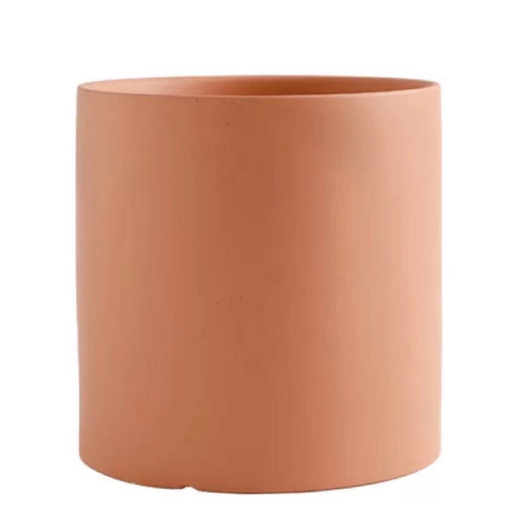 Modern Nordic Ceramic Pots 🌸 Minimal Cylinder Flower Planters with Drain Tray — Chic Home Decor