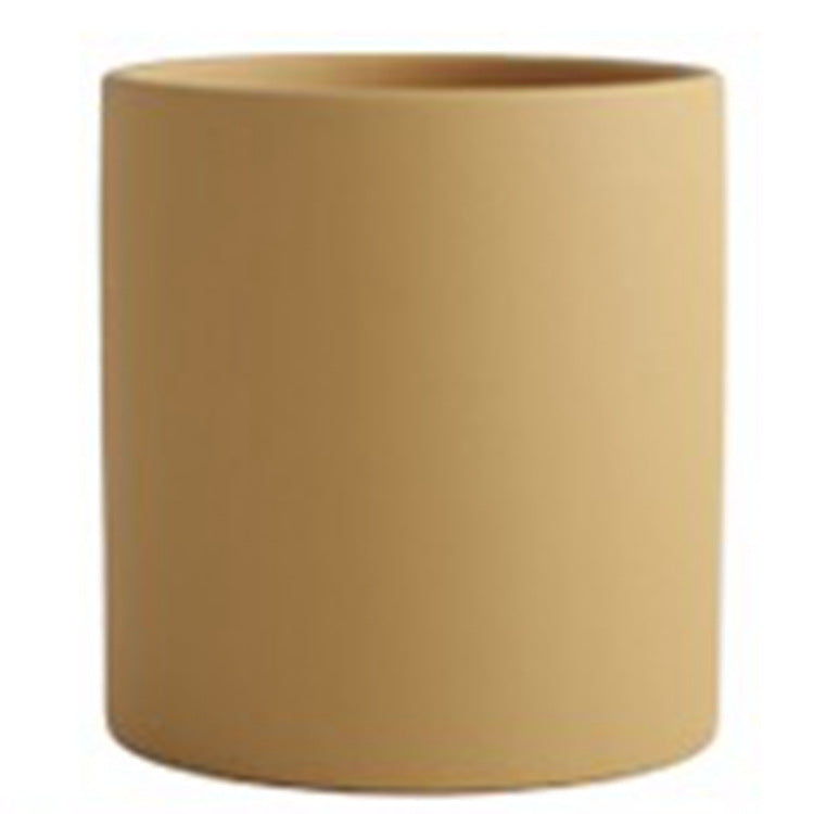 Modern Nordic Ceramic Pots 🌸 Minimal Cylinder Flower Planters with Drain Tray — Chic Home Decor