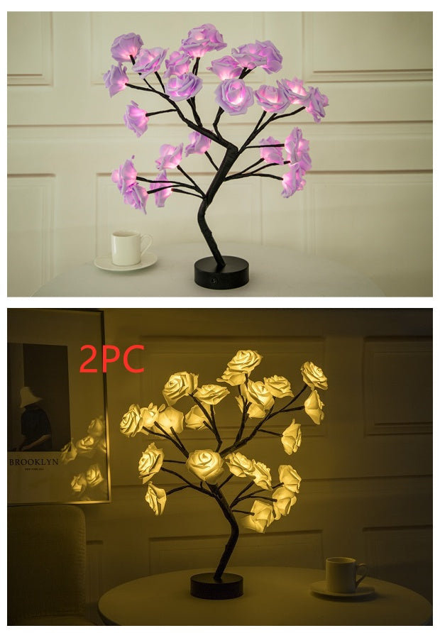 Enchanting Rose Tree Lamp ✨ USB/Battery LED Light for Bedroom, Living Room, or Desk Decor