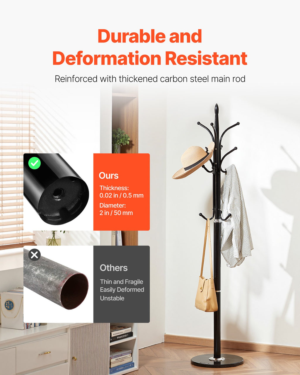 MarbleCore 6-Hook Standing Coat Rack (USA ONLY)