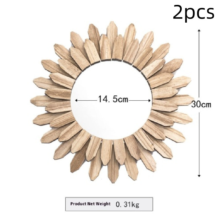 European style Solid Wood Handmade Finish Hanging Mirror Entrance Decoration