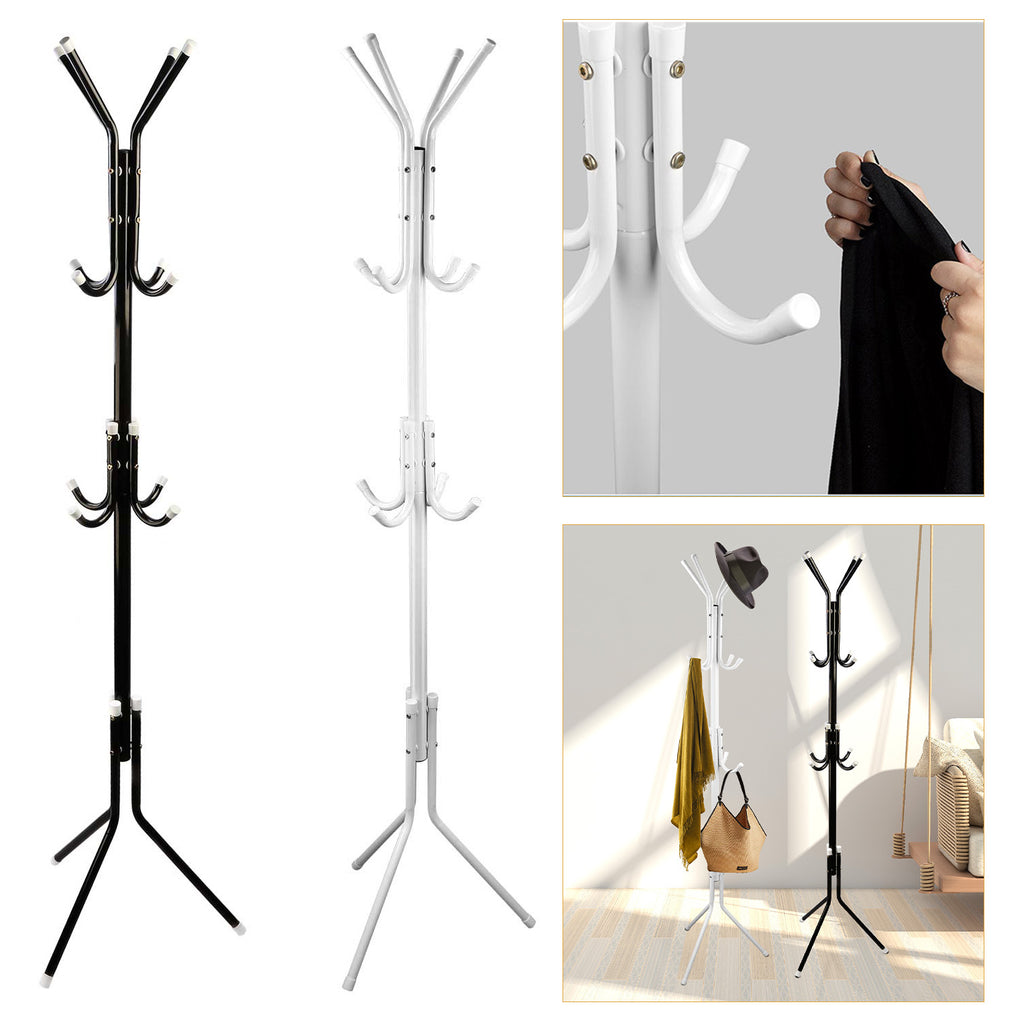 Black-White Options -- 1Pc Standing Coat Hat Rack Organizer (USA Only)