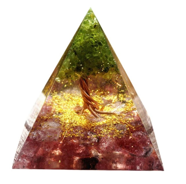 Natural Crystal Energy Pyramid 🔺 Handcrafted Healing Stone Tower for Positive Energy & Home Decor
