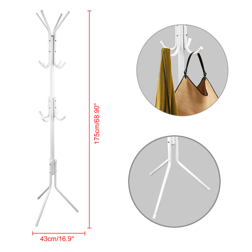Black-White Options -- 1Pc Standing Coat Hat Rack Organizer (USA Only)