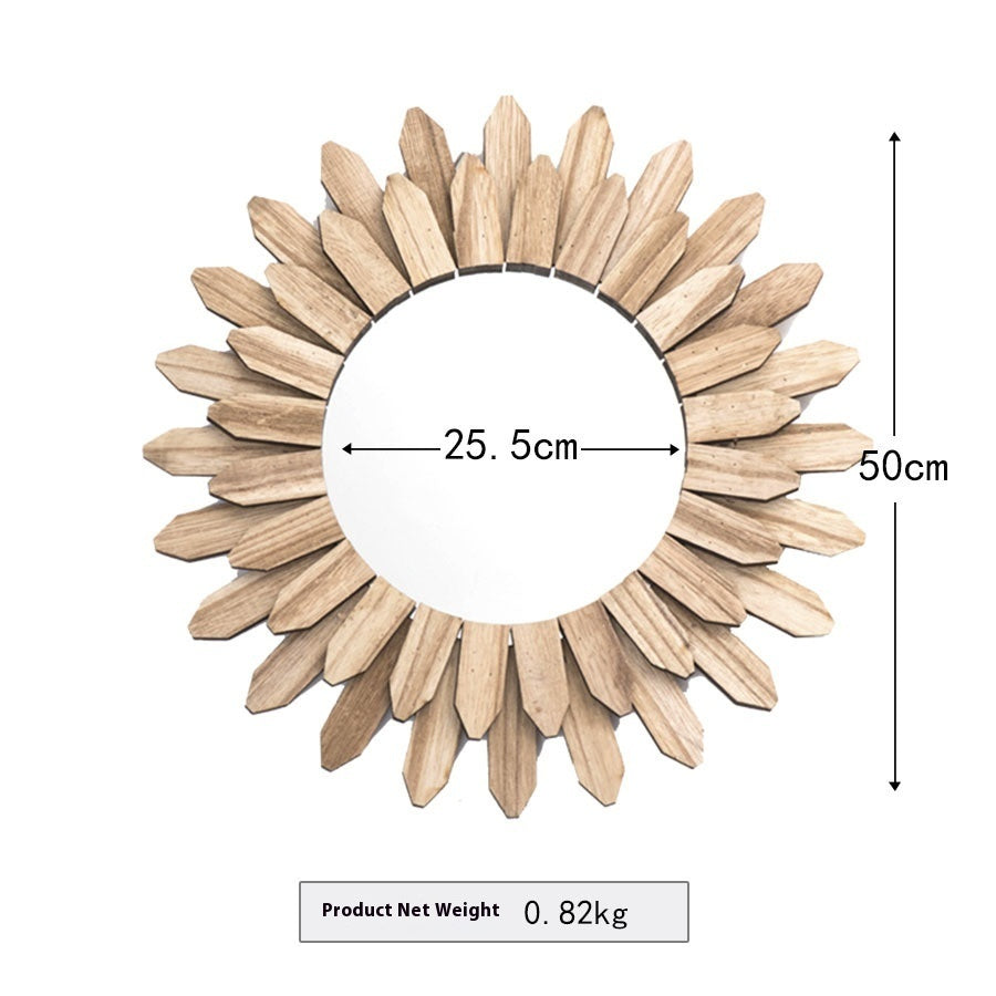 European style Solid Wood Handmade Finish Hanging Mirror Entrance Decoration