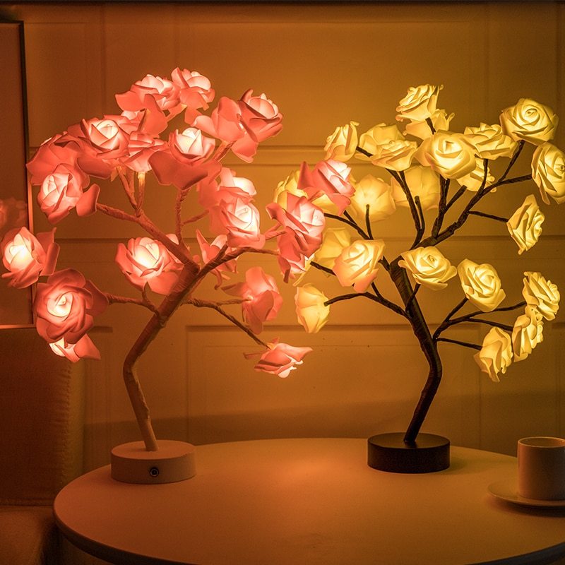 Enchanting Rose Tree Lamp ✨ USB/Battery LED Light for Bedroom, Living Room, or Desk Decor