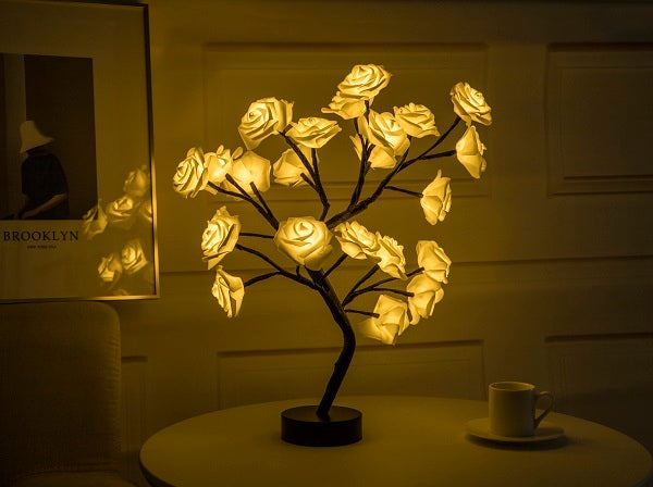 Enchanting Rose Tree Lamp ✨ USB/Battery LED Light for Bedroom, Living Room, or Desk Decor