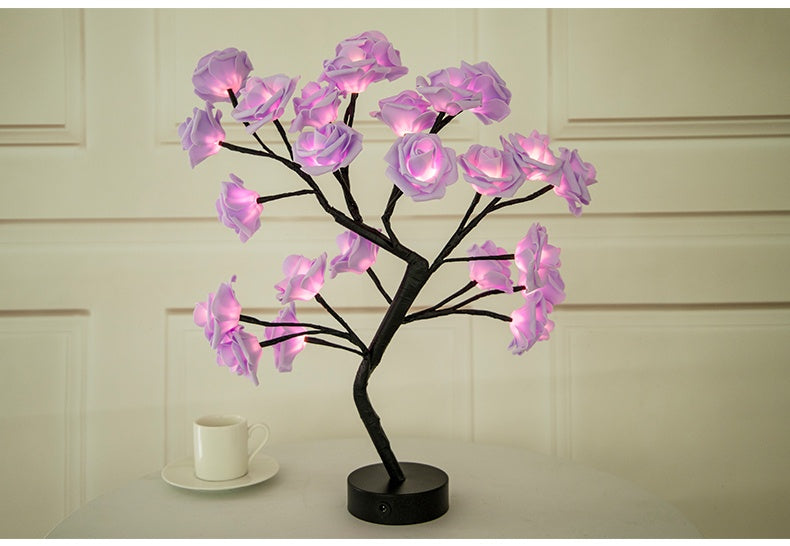 Enchanting Rose Tree Lamp ✨ USB/Battery LED Light for Bedroom, Living Room, or Desk Decor
