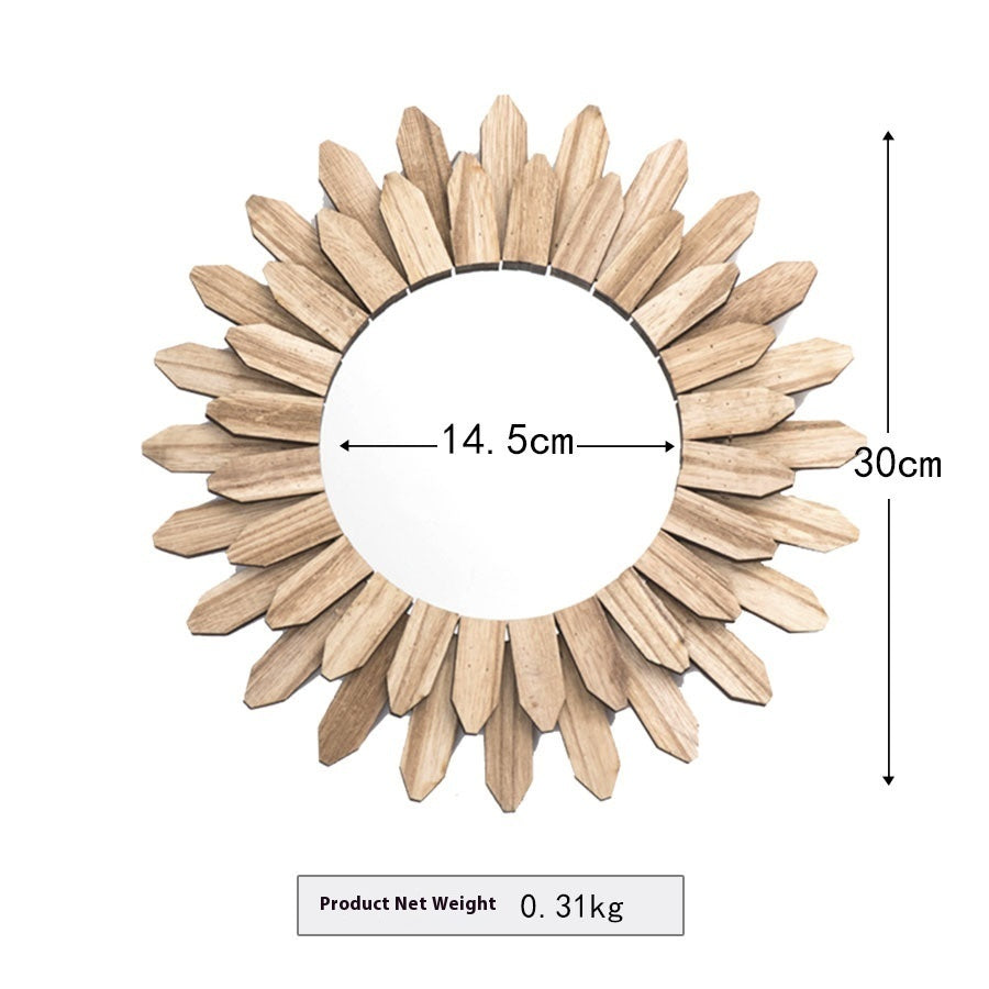European style Solid Wood Handmade Finish Hanging Mirror Entrance Decoration
