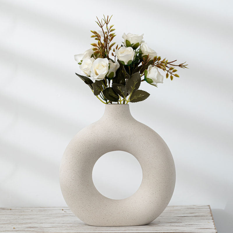 Elegant Frosted Biscuit Vase 🪶 Nordic-Style Textured Vase for Chic Home Decoration