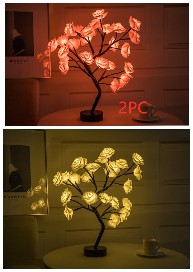 Enchanting Rose Tree Lamp ✨ USB/Battery LED Light for Bedroom, Living Room, or Desk Decor