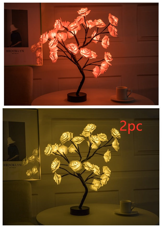 Enchanting Rose Tree Lamp ✨ USB/Battery LED Light for Bedroom, Living Room, or Desk Decor