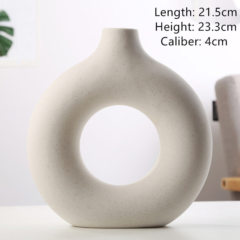Elegant Frosted Biscuit Vase 🪶 Nordic-Style Textured Vase for Chic Home Decoration