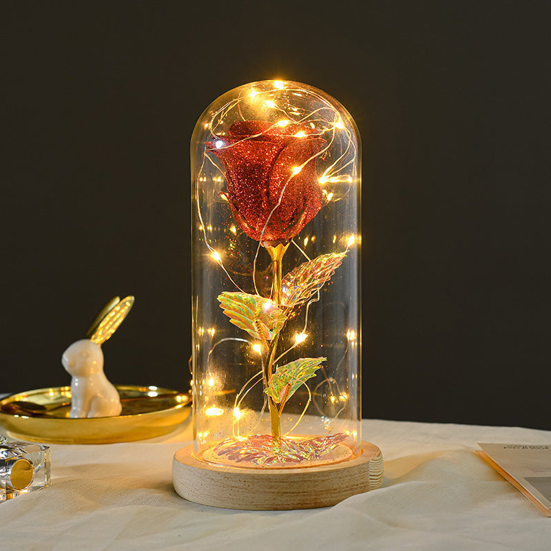 This Eternal Rose in Glass 🌸 Glowing LED Light — A Magical Gift for Her & Room Decor