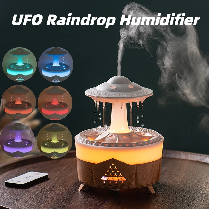 UFO Raindrop Humidifier 💧 USB Aromatherapy Diffuser — Mist Maker & Home Decor Air Purifier