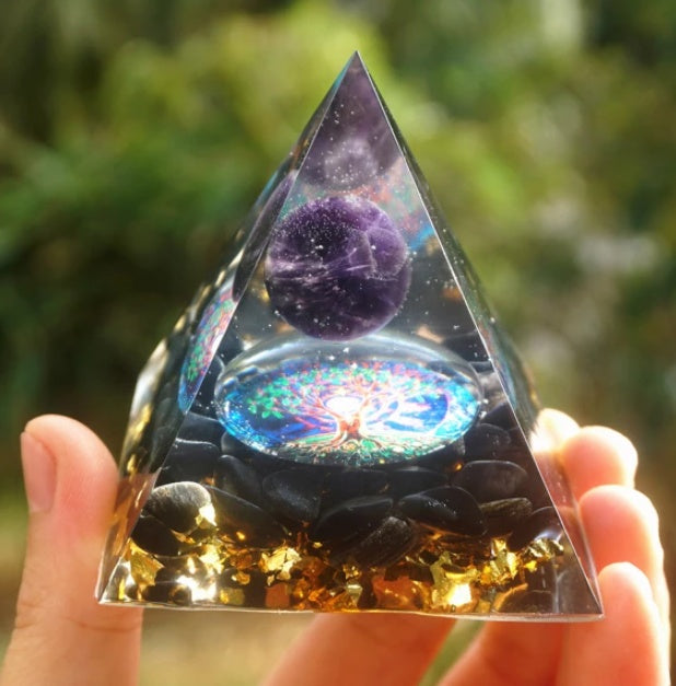 Natural Crystal Energy Pyramid 🔺 Handcrafted Healing Stone Tower for Positive Energy & Home Decor