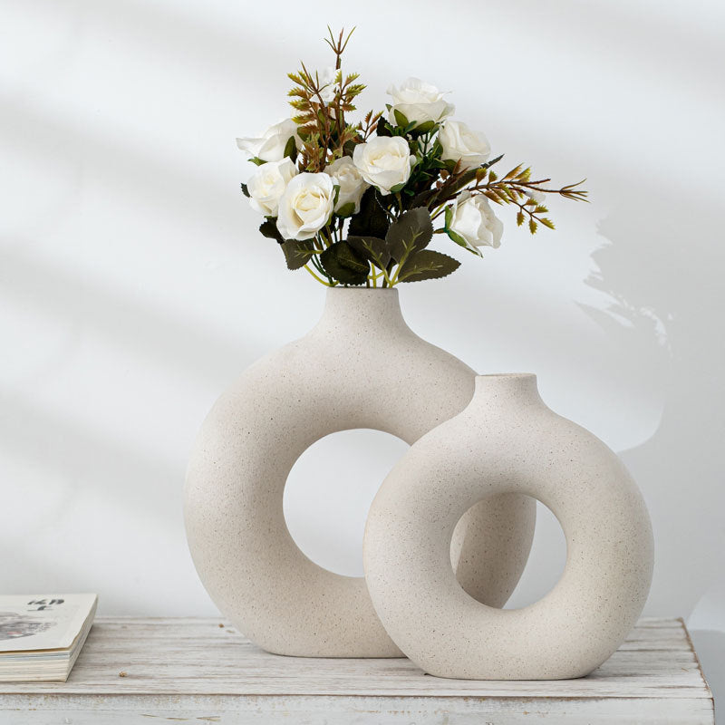 Elegant Frosted Biscuit Vase 🪶 Nordic-Style Textured Vase for Chic Home Decoration