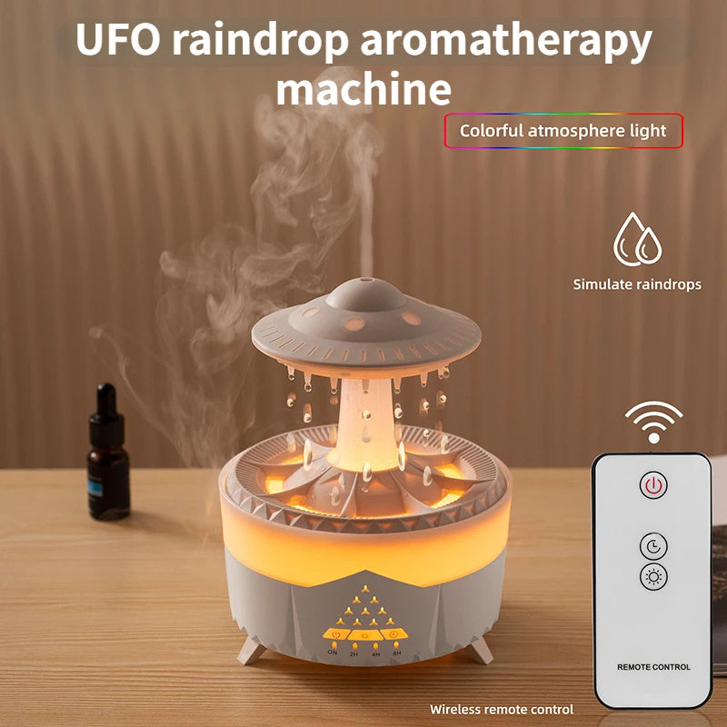UFO Raindrop Humidifier 💧 USB Aromatherapy Diffuser — Mist Maker & Home Decor Air Purifier