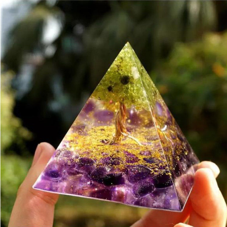 Natural Crystal Energy Pyramid 🔺 Handcrafted Healing Stone Tower for Positive Energy & Home Decor
