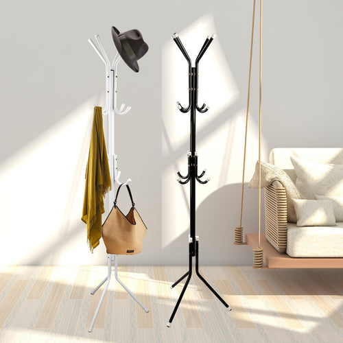 Black-White Options -- 1Pc Standing Coat Hat Rack Organizer (USA Only)